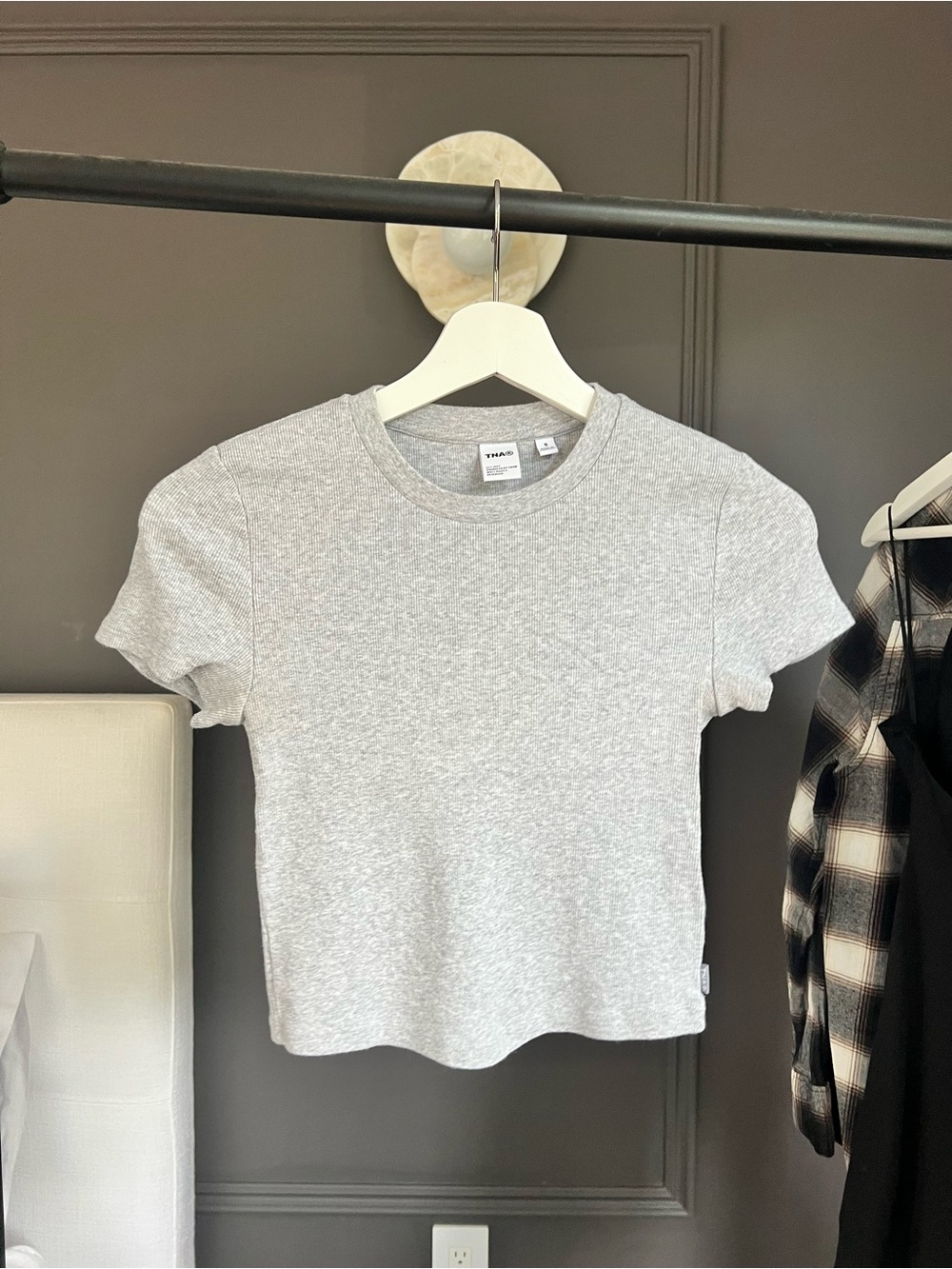 TNA Heather Gray Crop Crew Tee